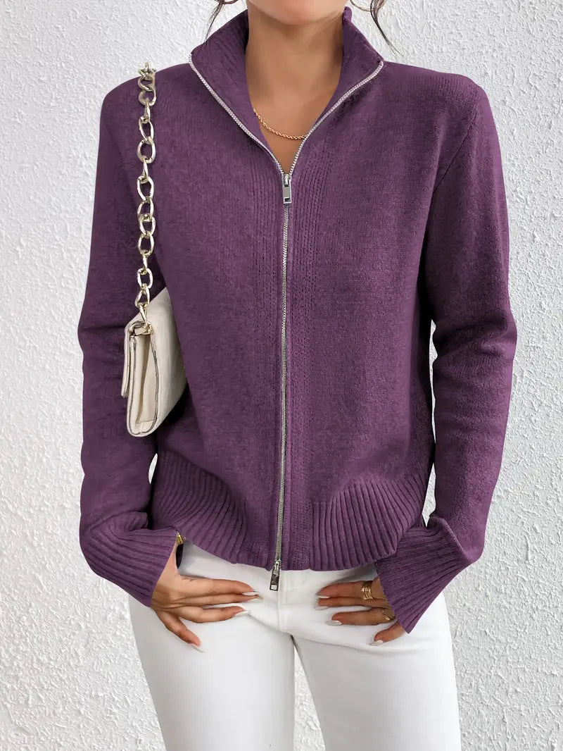 Selina™ | Zip-Up Knit Cardigan