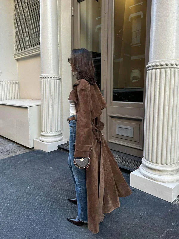 Énora – Luxe Suede Trench Coat