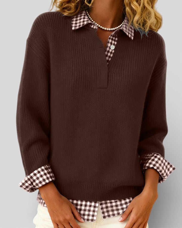Alicia™ | Knitted Jumper with plaid detail