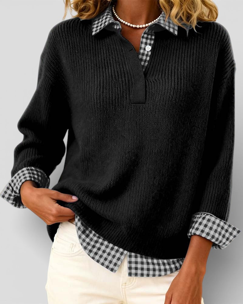 Alicia™ | Knitted Jumper with plaid detail